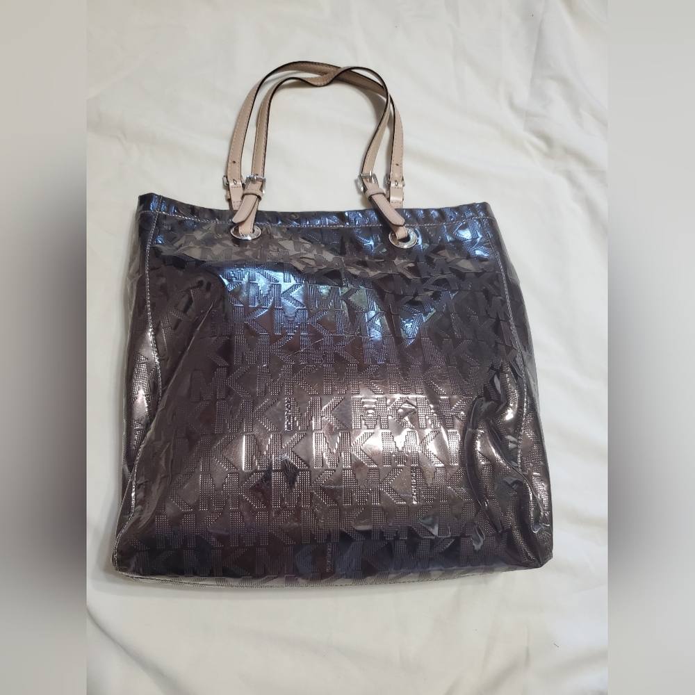 Michael Kors Large Metallic Silver Purse Tote